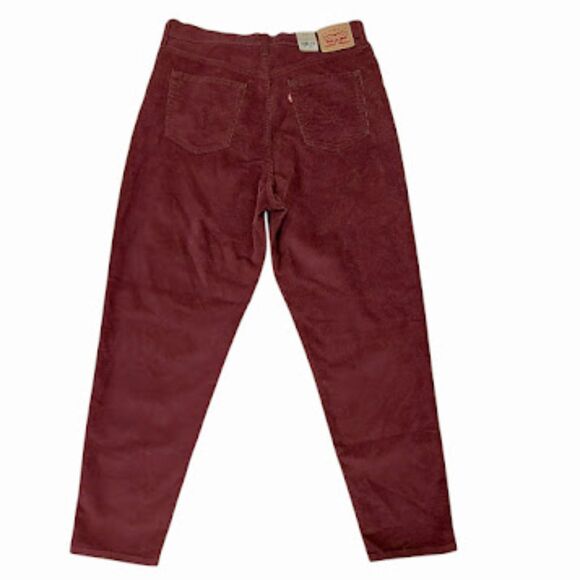 Levi's Corduroy Pants Womens 33x29 Burgundy High Waisted Mom Tapered Relaxed Fit - Picture 4 of 12